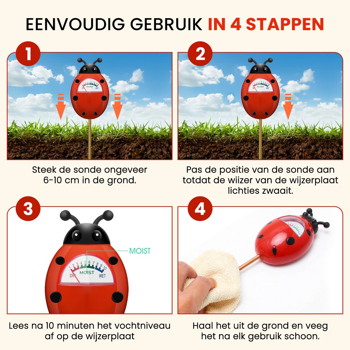 Lieveheersbeestje plantenvochtmeter tuin