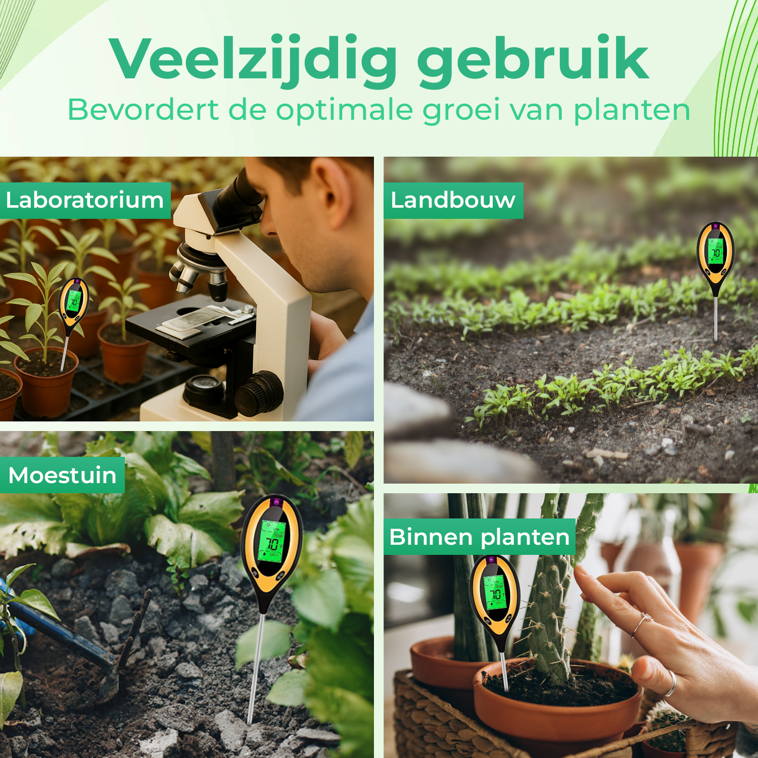 Vochtmeter voor Planten - 4-in-1 - Vochtigheidsmeter