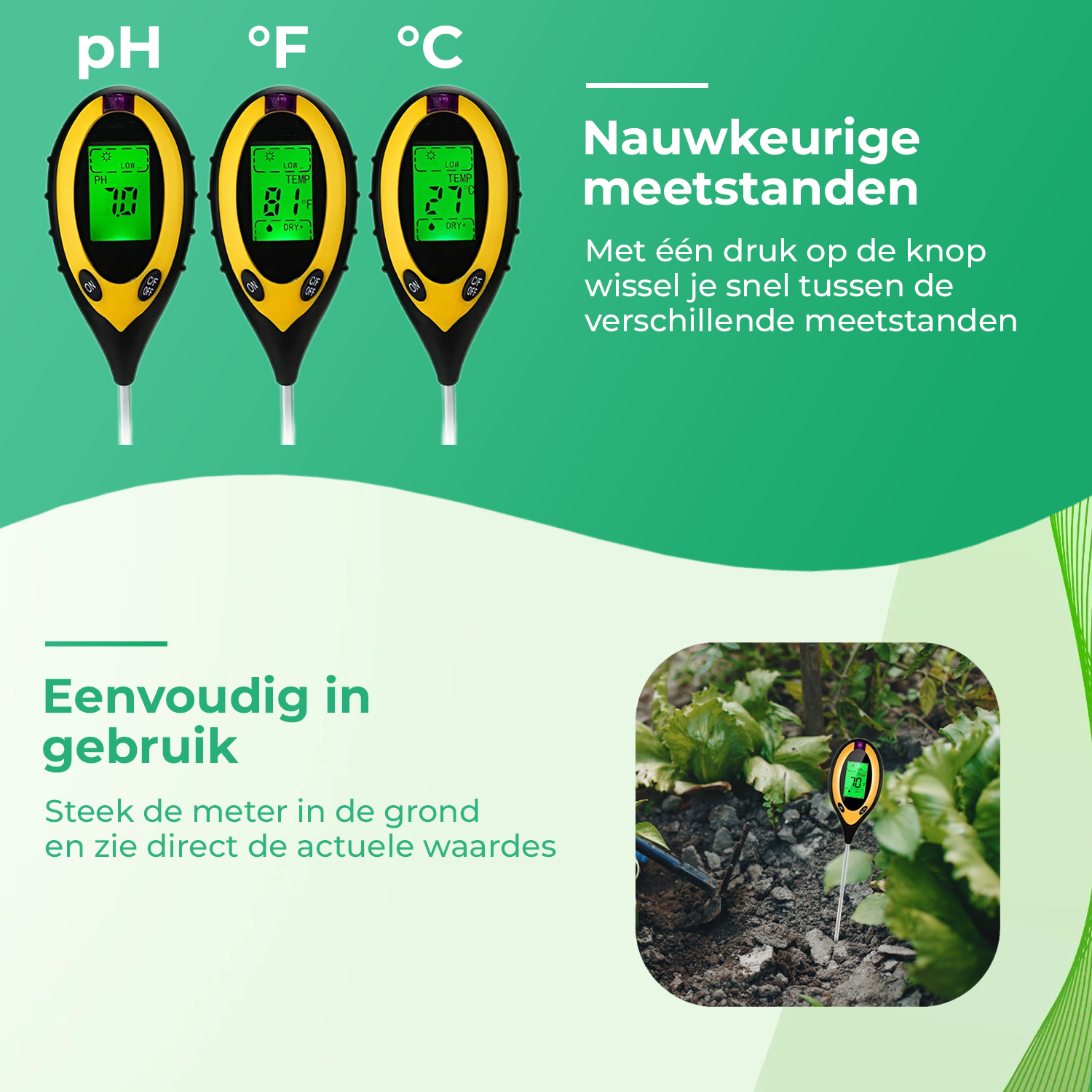Vochtmeter voor Planten - 4-in-1 - Vochtigheidsmeter